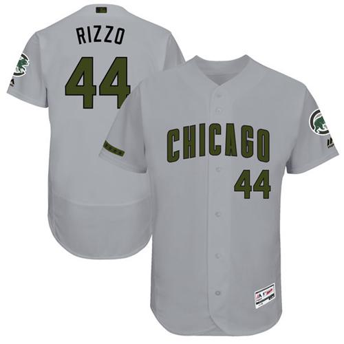 Cubs #44 Anthony Rizzo Grey Flexbase Authentic Collection Memorial Day Stitched MLB Jersey - Click Image to Close